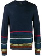 Ps Paul Smith Striped Intarsia Jumper - Blue