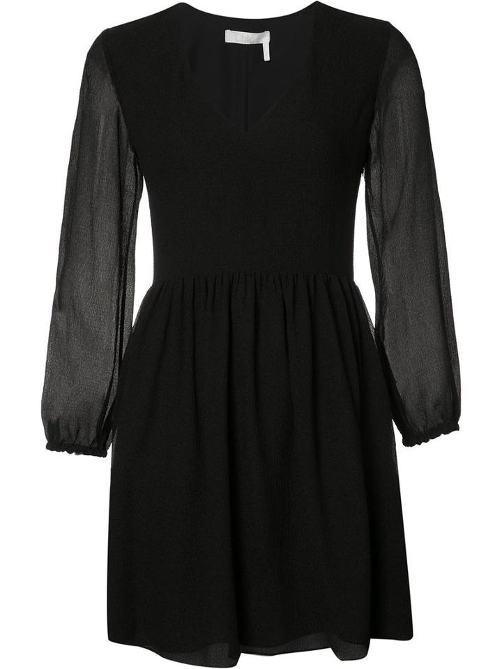 Chloé Light Seersucker Dress, Women's, Size: 38, Black, Silk