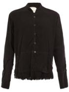 Greg Lauren Mandarin Neck Frayed Shirt, Men's, Size: 4, Black, Cotton