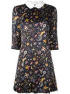 Vivetta 'giunchiglia' Printed Shift Dress, Women's, Size: 44, Black, Acetate/cupro/viscose