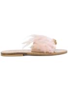 Solange Sandals Feathered Slide Sandals - Pink