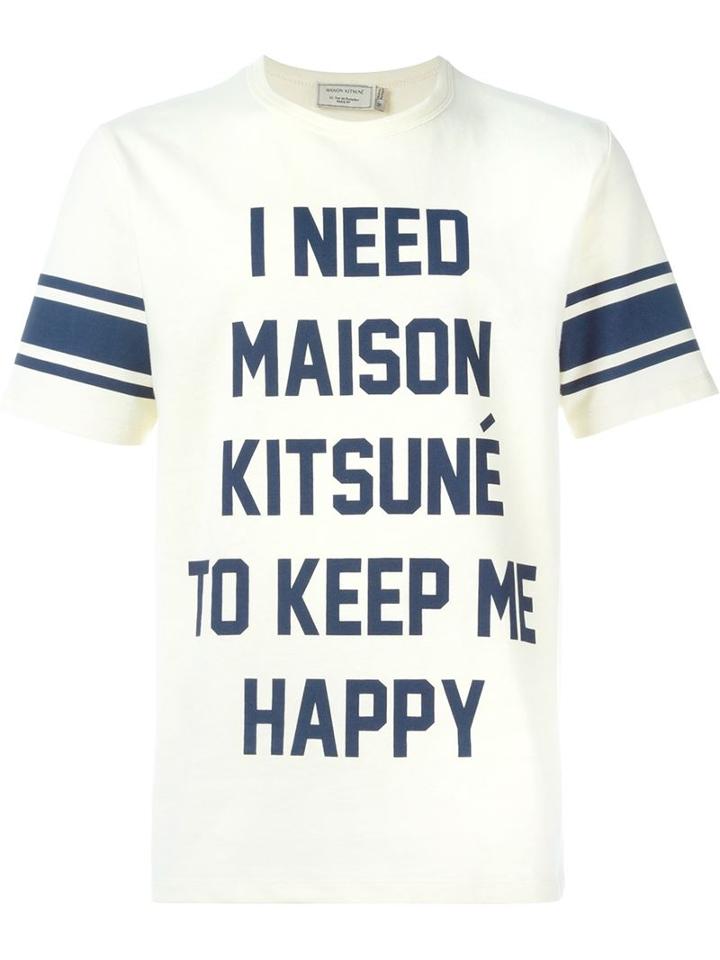 Maison Kitsuné Front Print T-shirt, Men's, Size: M, Yellow/orange, Cotton/linen/flax