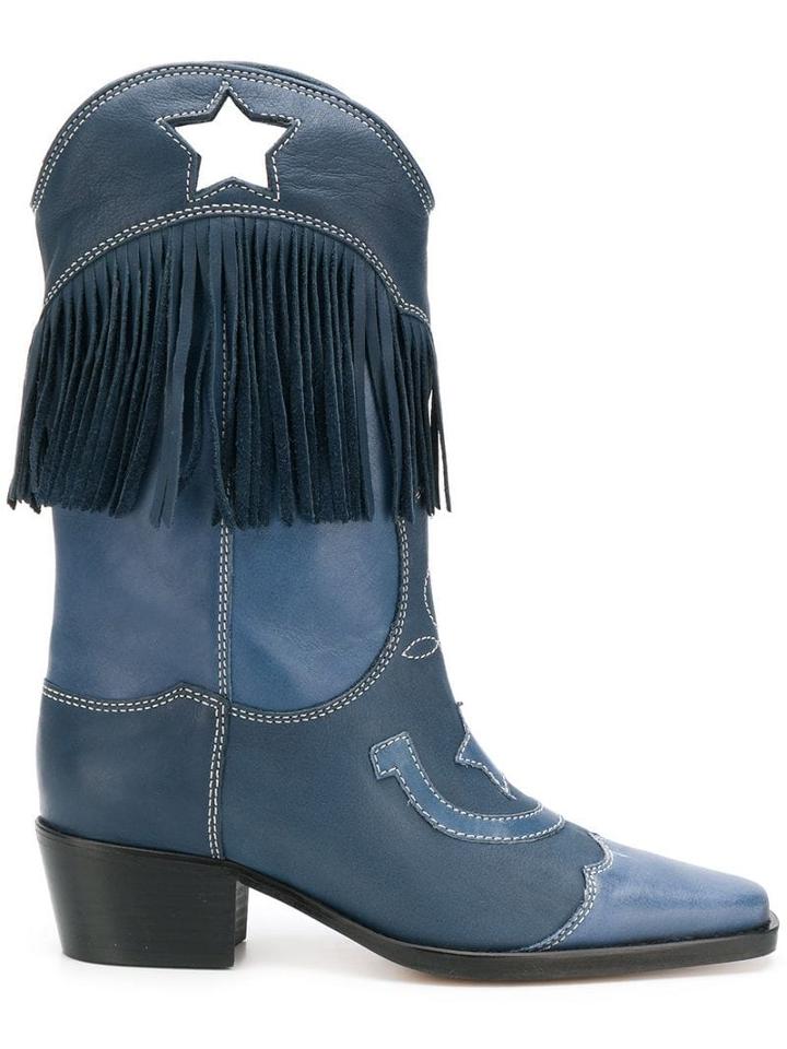 Ganni Tove Western-style Boots - Blue