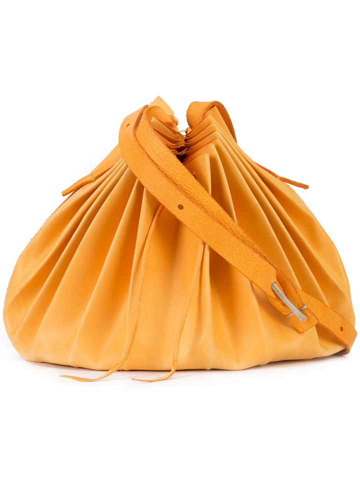 Ma+ Medium Shell Shoulder Bag, Women's, Yellow/orange, Calf Leather