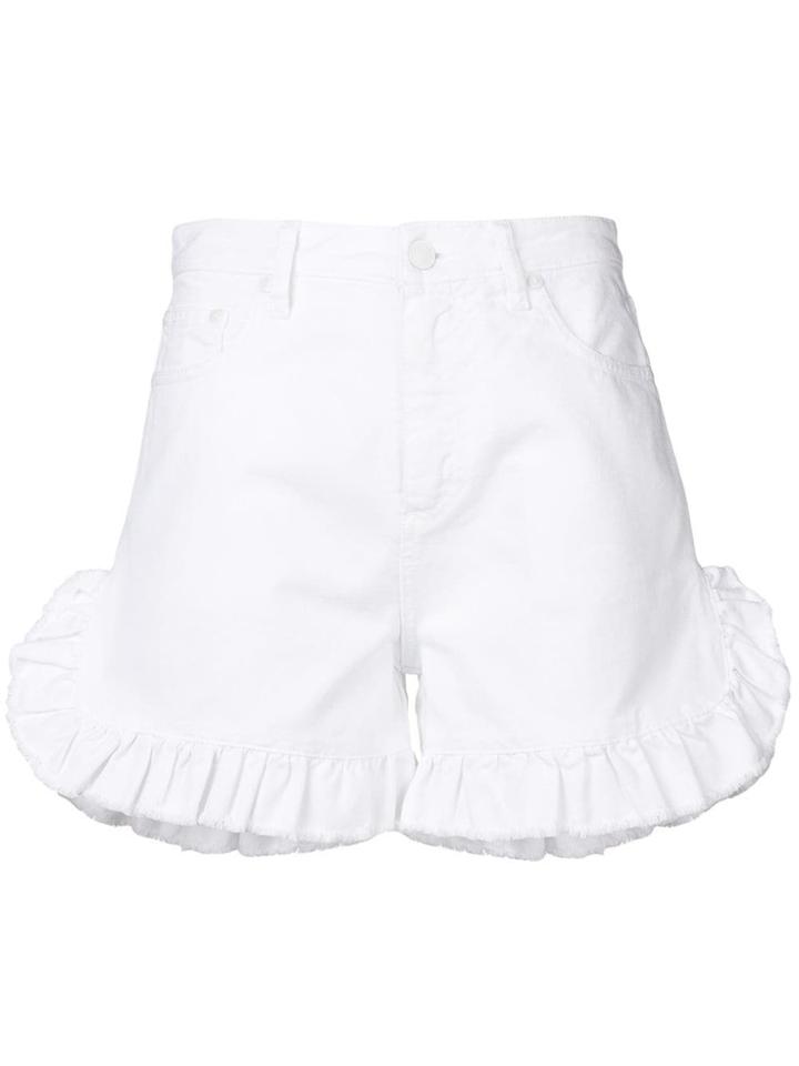 Msgm Frill-hem Denim Shorts - White