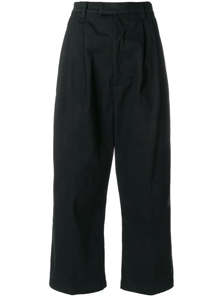 P.a.m. Pleated Wide Leg Cropped Trousers - Black