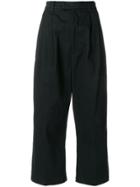 P.a.m. Pleated Wide Leg Cropped Trousers - Black