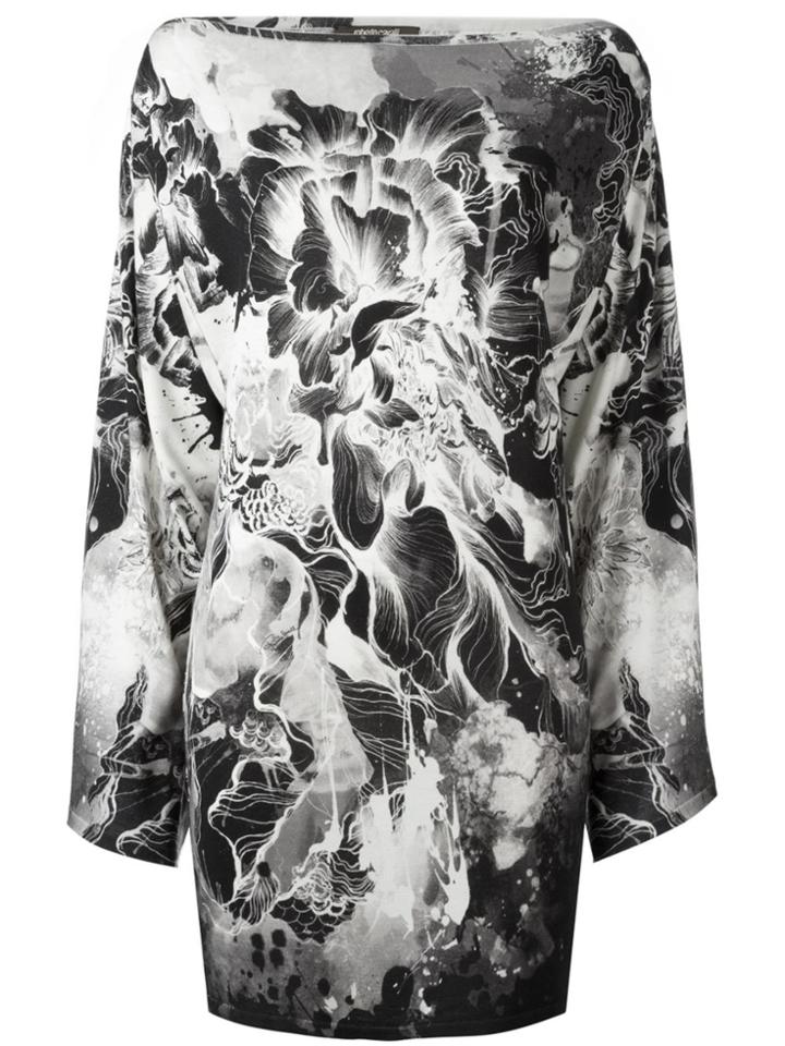 Roberto Cavalli Floral Print Kimono Dress - Black