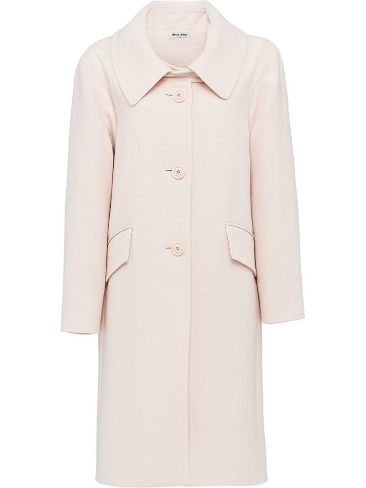 Miu Miu Single-breasted Crepe Coat - F0924 Peach