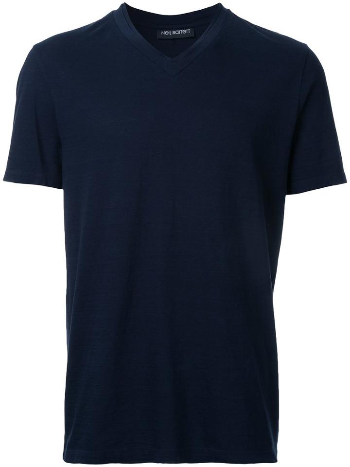Neil Barrett - V Neck T-shirt - Men - Cotton - L, Blue, Cotton