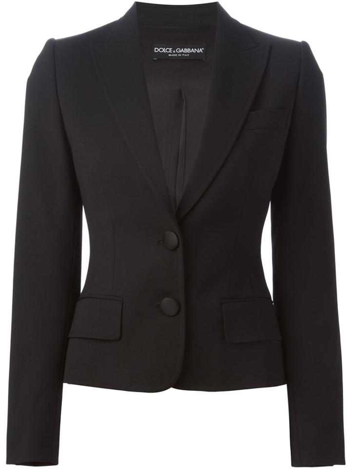 Dolce & Gabbana Fitted Blazer, Women's, Size: 46, Blue, Silk/spandex/elastane/virgin Wool
