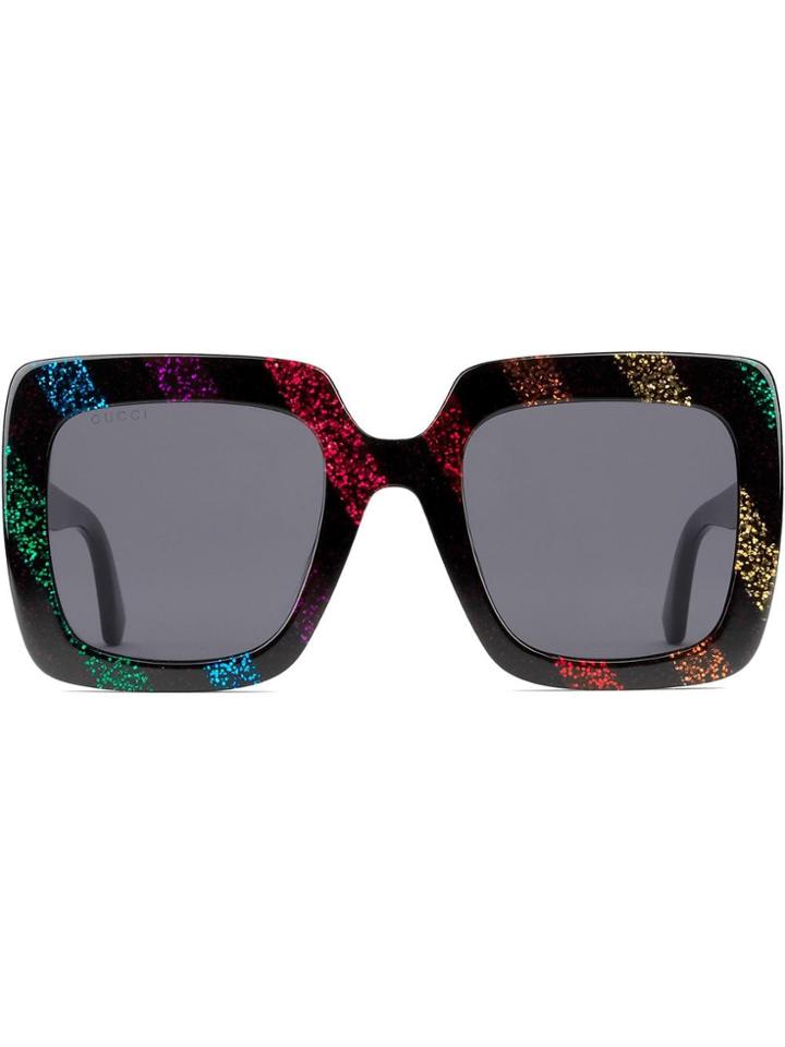 Gucci Eyewear Square-frame Glitter Acetate Sunglasses - Black