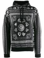 Versace Barocco And Bandana Print Hooded Sweater - Black