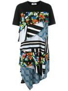 Msgm Layered Multi-print T-shirt Dress - Black