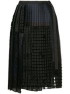 Sacai Geometric Pleated Skirt - Black