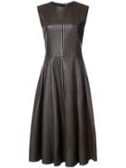Adam Lippes Leather Sleeveless Fluted Dress - Brown