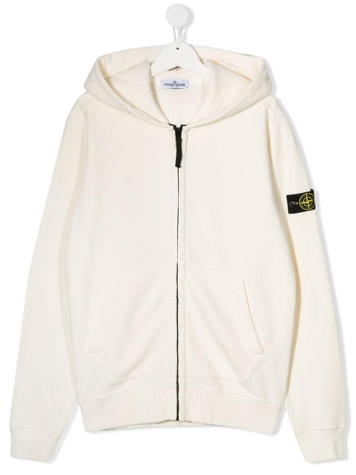 Stone Island Junior Teen Front Zip Hoodie - Neutrals