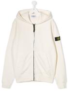 Stone Island Junior Teen Front Zip Hoodie - Neutrals