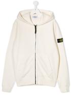 Stone Island Junior Teen Front Zip Hoodie - Neutrals