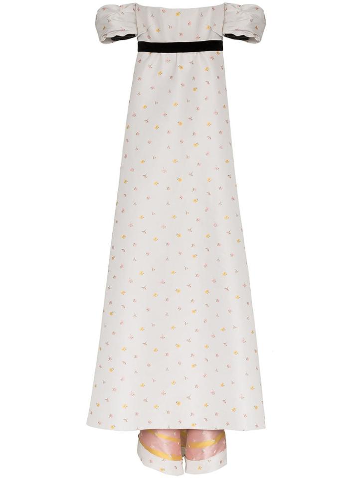 Philosophy Di Lorenzo Serafini Floral Embroidered Gown - Neutrals