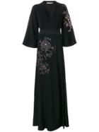 Amen Embroidered Wrap Gown - Black