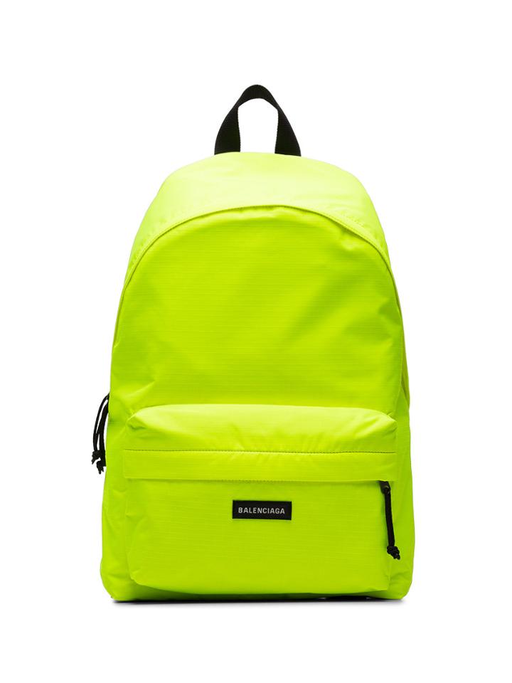 Balenciaga Yellow Neon Explorer Logo Backpack - Yellow & Orange