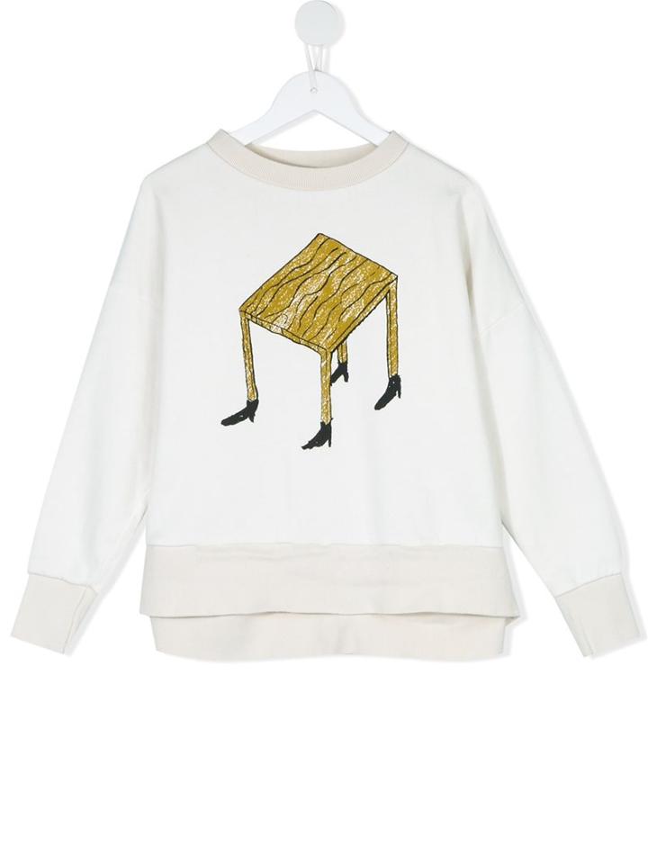Bobo Choses Table With Legs Print Sweatshhirt, Girl's, Size: 8 Yrs, White