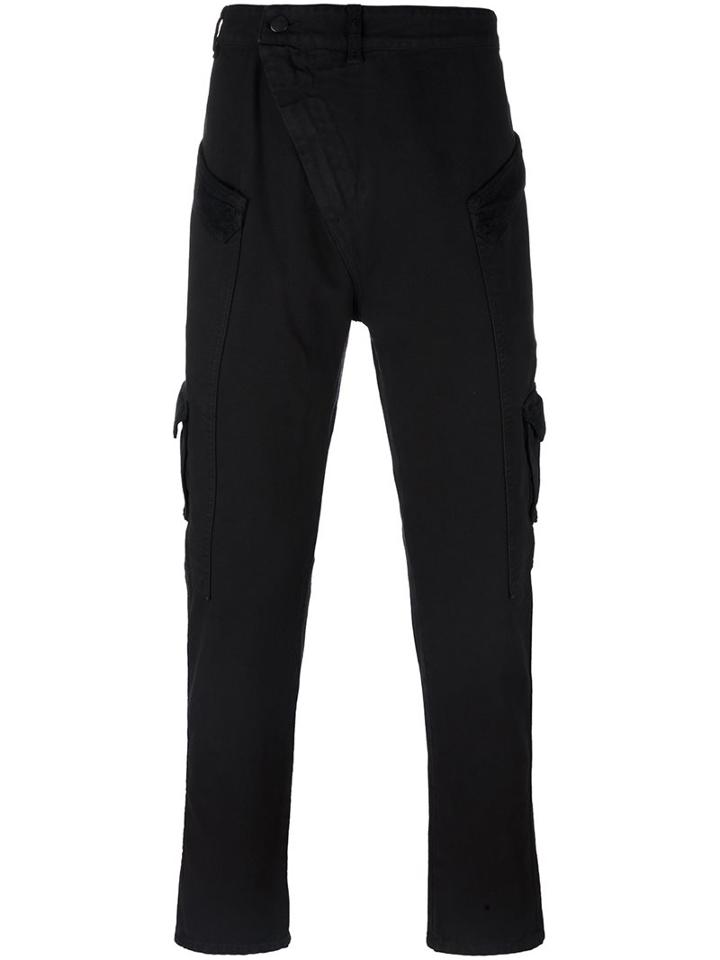 Andrea Ya'aqov Asymmetrical Button Fastening Jeans, Men's, Size: 29, Black, Cotton