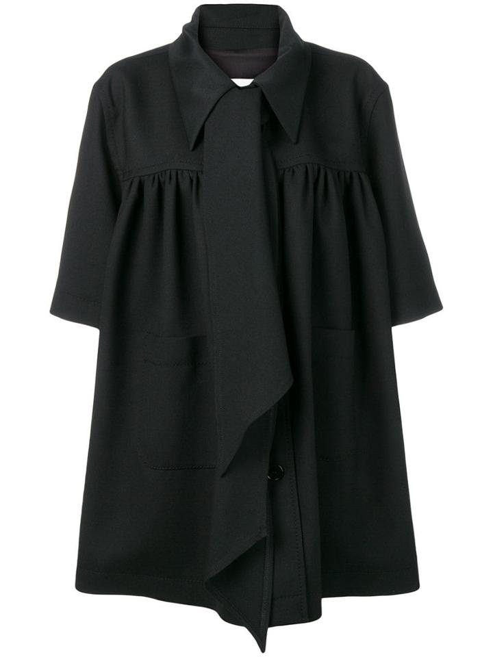 Mm6 Maison Margiela Oversized Tie-neck Coat - Black
