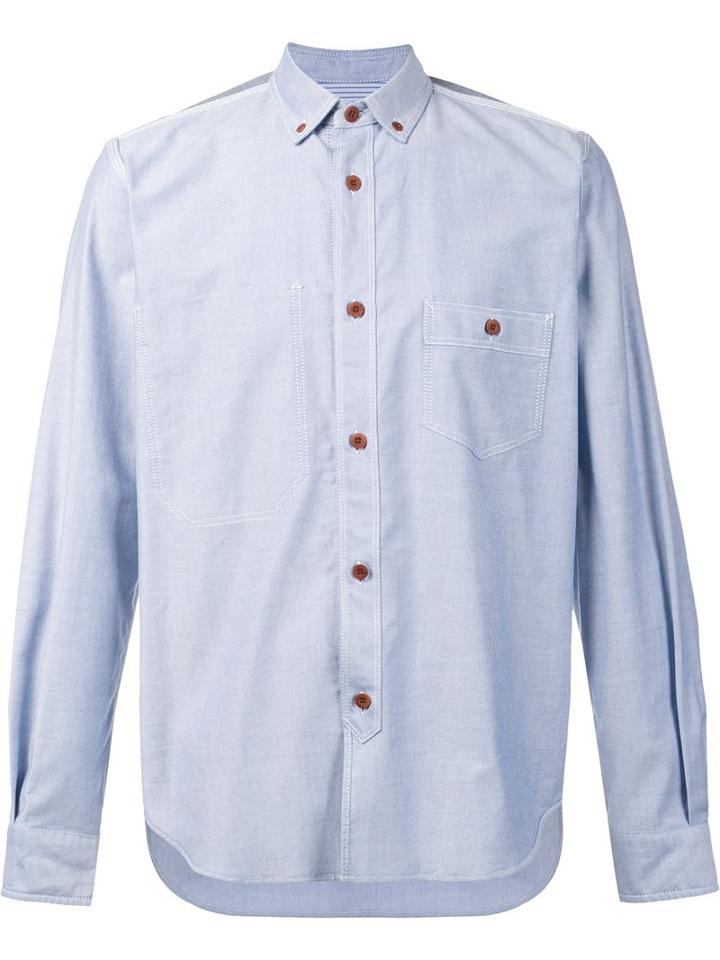 Junya Watanabe Comme Des Garçons Man Contrasting Button Shirt, Men's, Size: Large, Blue, Cotton