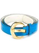 Croc Embossed Waist Belt, Women's, Size: 75, Blue, Yves Saint Laurent Vintage