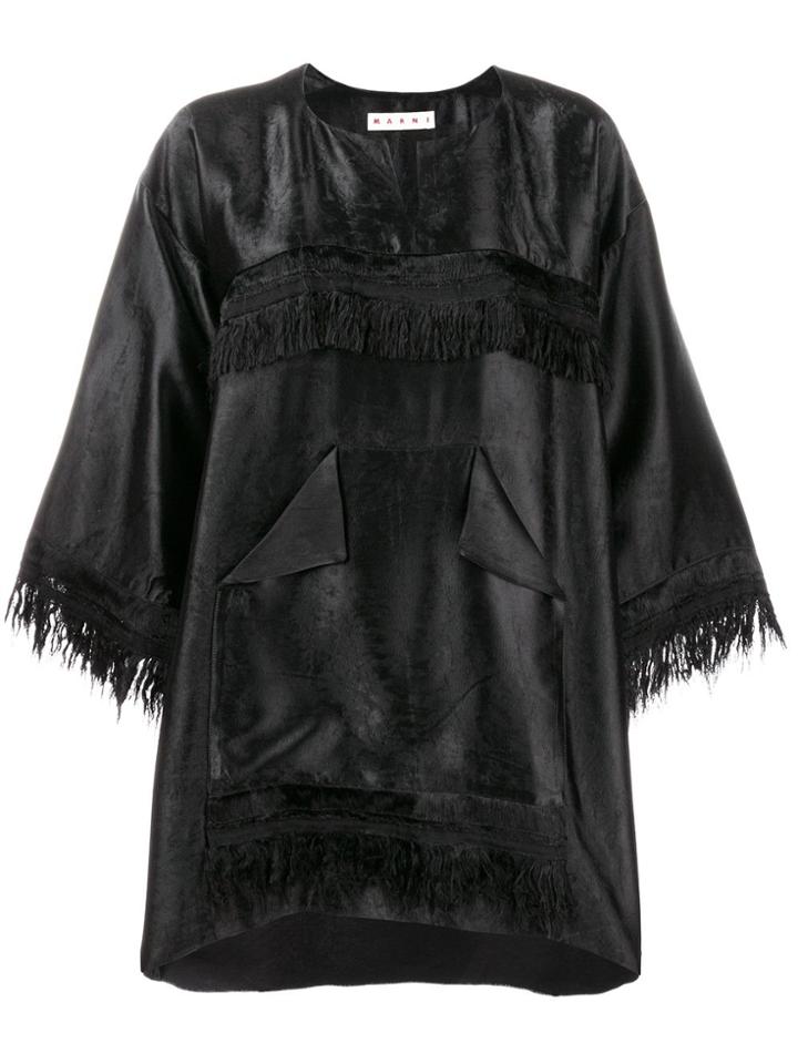 Marni Oversized Fringe Blouse - Black