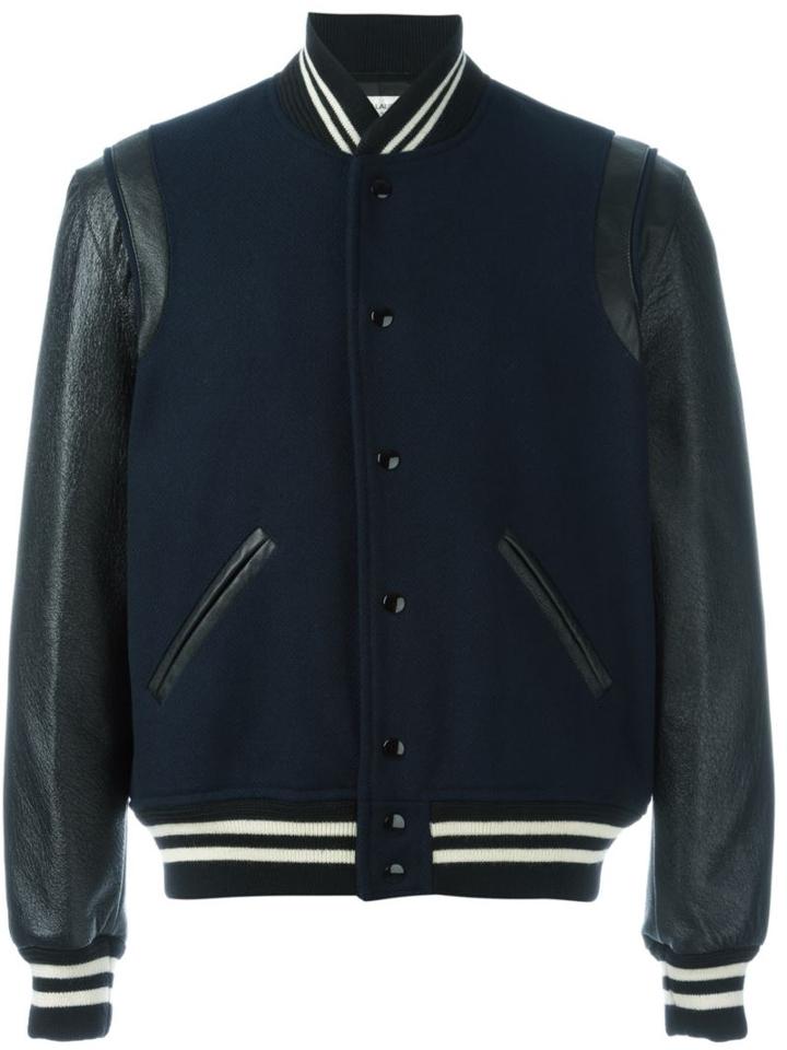 Saint Laurent Classic Teddy Jacket, Men's, Size: 48, Blue, Cotton/lamb Skin/polyamide/virgin Wool