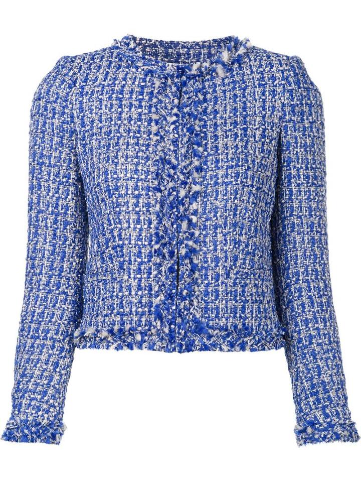 Alice+olivia Classic Tweed Jacket, Women's, Size: Medium, Blue, Polyester/spandex/elastane/acrylic/cotton