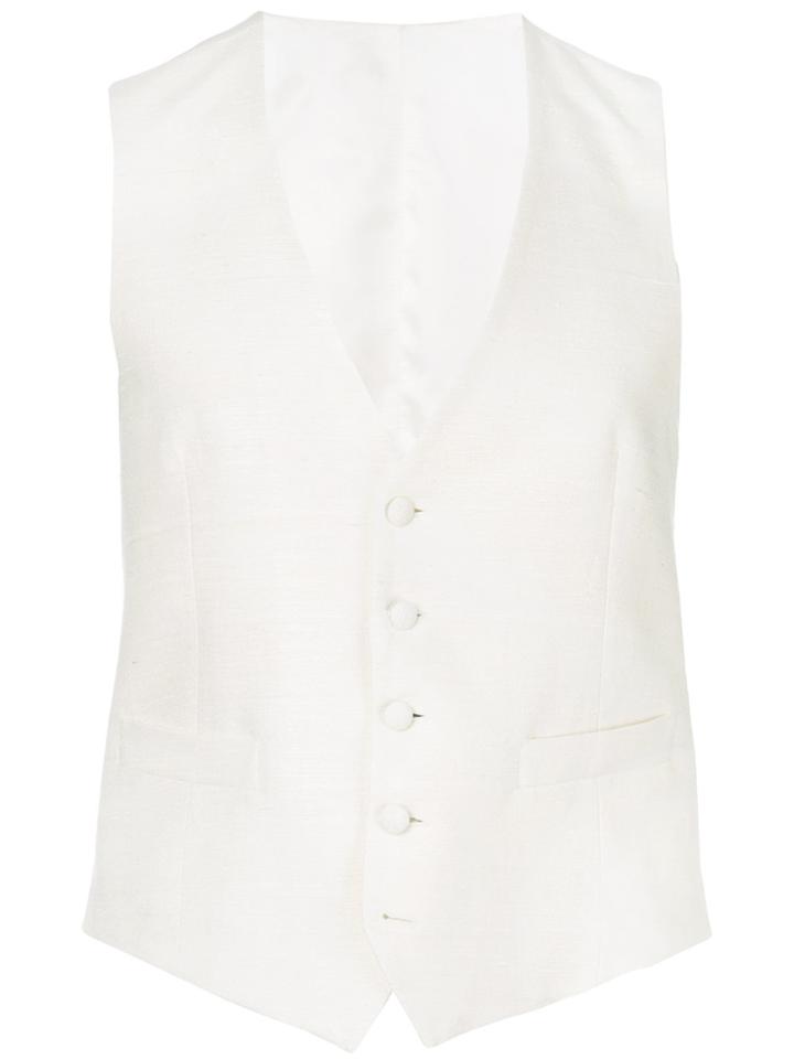 Dell'oglio Classic Fitted Waistcoat - White