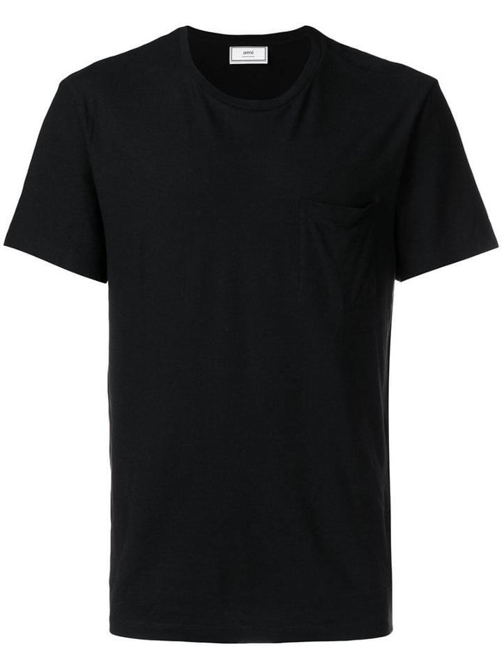 Ami Paris T-shirt With Chest Pocket - Black