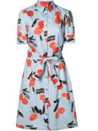 Carolina Herrera - Cherry Print Shirt Dress - Women - Cotton/spandex/elastane - 16, Blue, Cotton/spandex/elastane