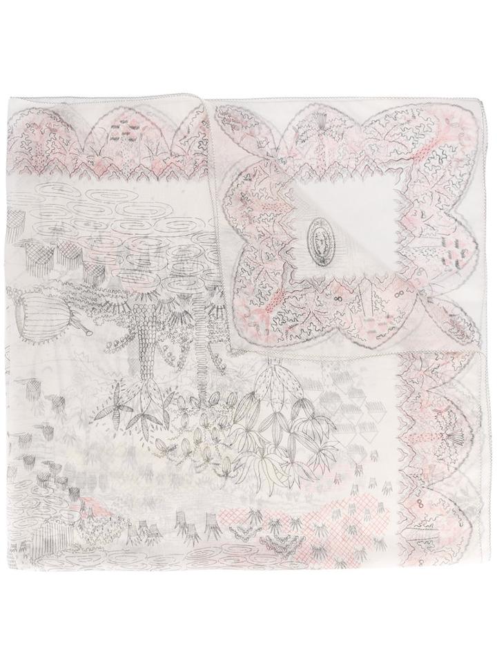 Garavani Garden Of Earthly Delights Scarf - Women - Silk - One Size, White, Silk, Valentino
