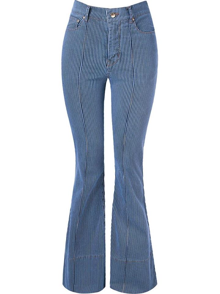 Amapo Stripped High Waist Flared Jeans