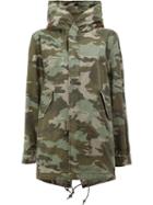Mr & Mrs Italy Camouflage Print Coat, Women's, Size: Xxs, Green, Racoon Fur/cotton