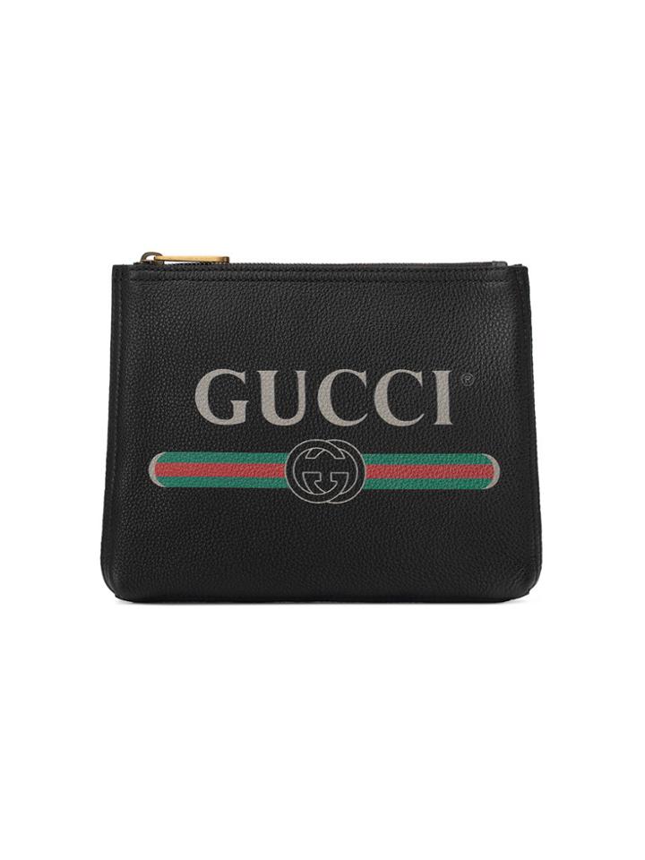 Gucci Gucci Print Leather Small Portfolio - Black