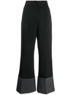 Loewe Contrasting Hem Flared Trousers - Black