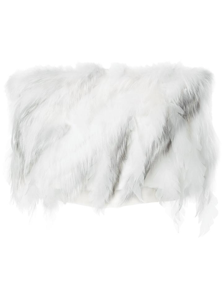 Oscar De La Renta Feather Embellished Circular Cape - White