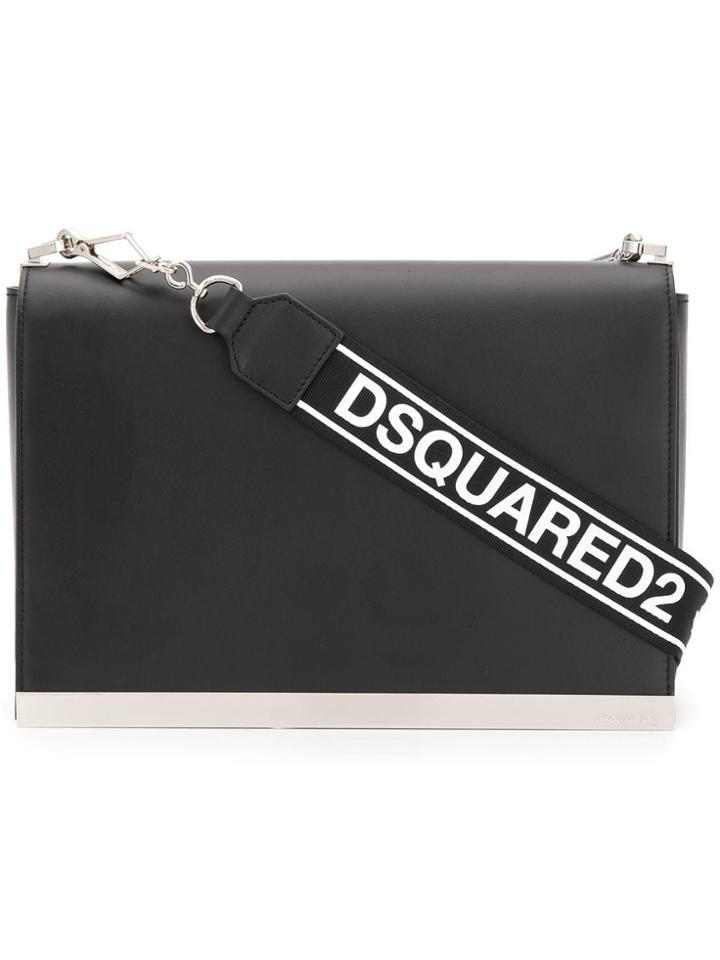 Dsquared2 Brand Embossed Shoulder Bag - Black