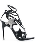 Saint Laurent Star Embellished Sandals - Black