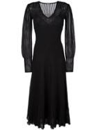Alexander Mcqueen Knitted Flared Dress, Women's, Size: Xs, Black, Silk/polyamide/spandex/elastane/metallic Fibre