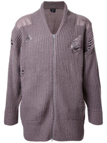 Halfman Zipped Cardigan, Men's, Size: Large, Brown, Acrylic/nylon/wool/mohair