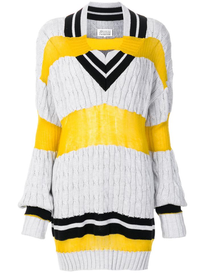 Maison Margiela Oversized V-neck Jumper - Grey