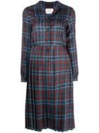 Neul Checked Pleated Dress - Brown