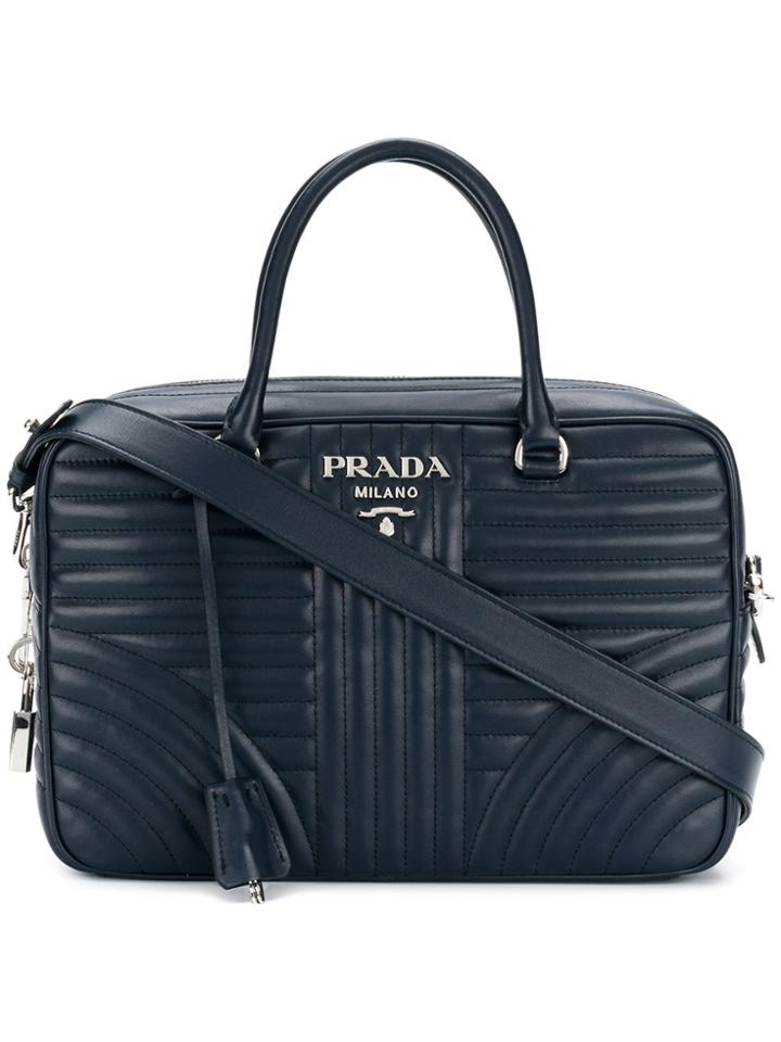 Prada Bauletto Tote - Blue